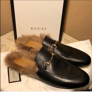 Gucci Princeton Fur Lined Leather Mule